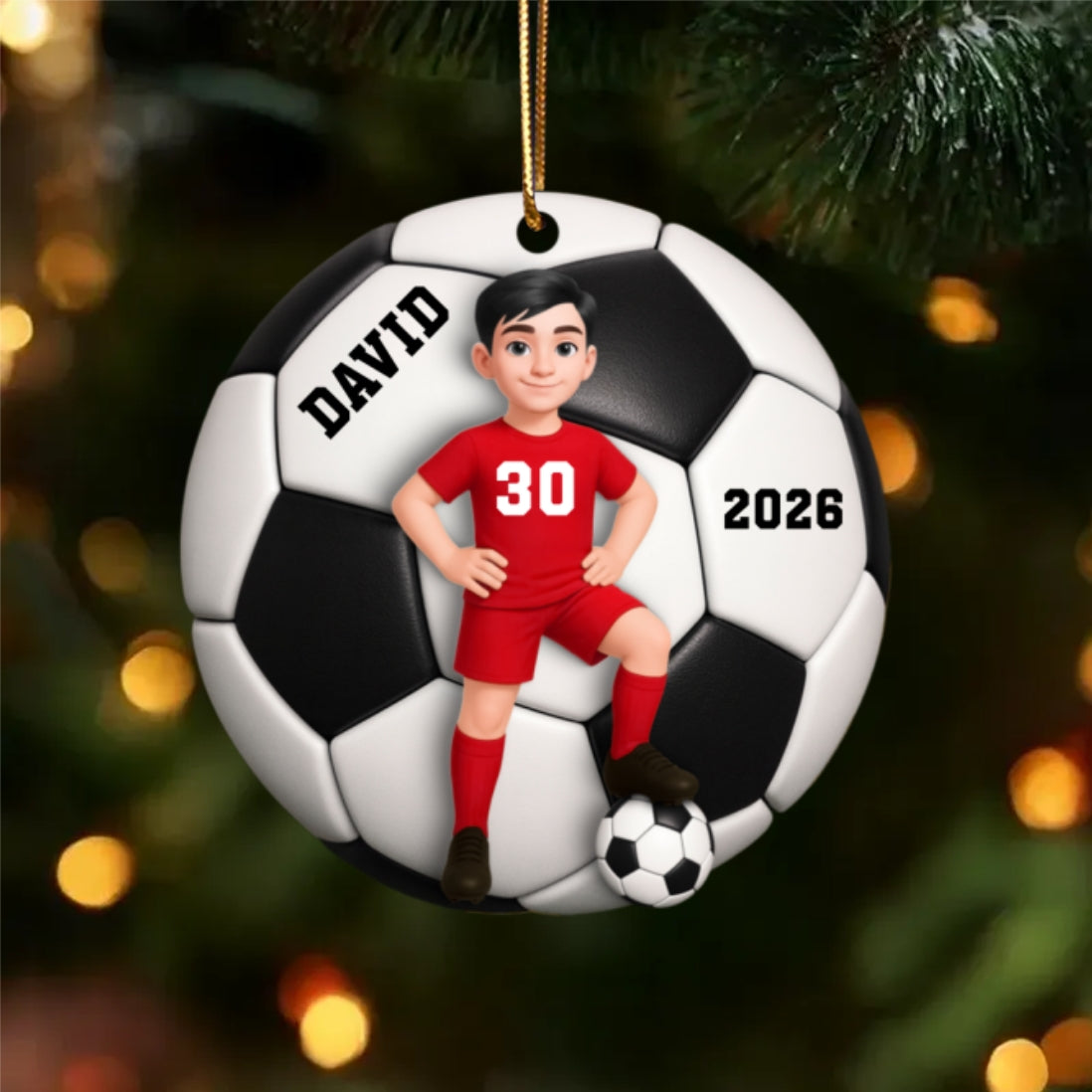 Soccer Girl Boy 3D Effect - Personalized Acrylic Ornament - Christmas Gift For Daughter, Gift For Son