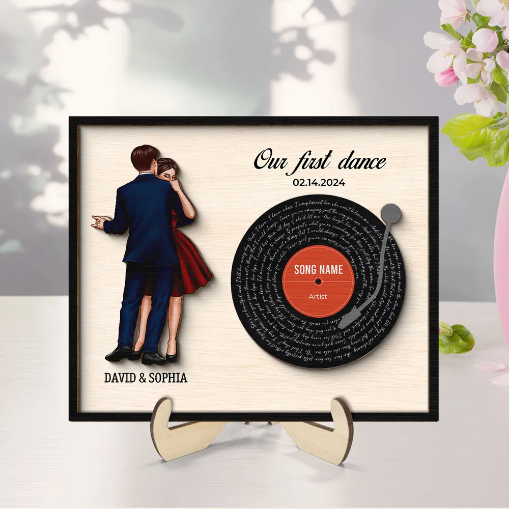 Couple Dancing Song Lyrics Personalized 2-Layered Wooden Plaque, Heartfelt Soul Connecting Personalized Gift For Couple, For Him, For Her