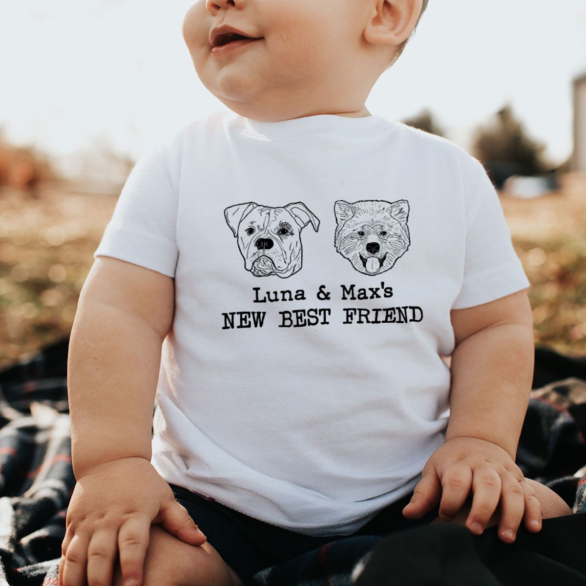 New Best Friends Dog Cat Outline Baby Shower Gift, Newborn Baby Gift Personalized Baby Onesie Baby Shirt