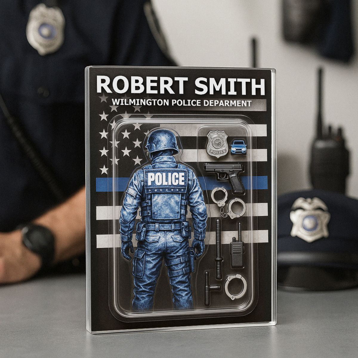 Police Custom Figure Personalized Acrylic Block Plaque, Gift for him