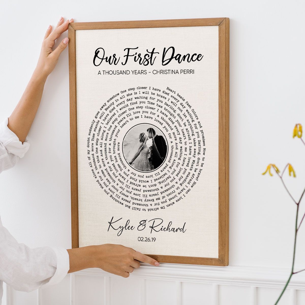 Custom Vinyl Lyrics With Photo, Personalized Music Photo Canvas, Customizable Music Photo Gift, Anniversary Gift, Music Gift, Wedding Song Dance