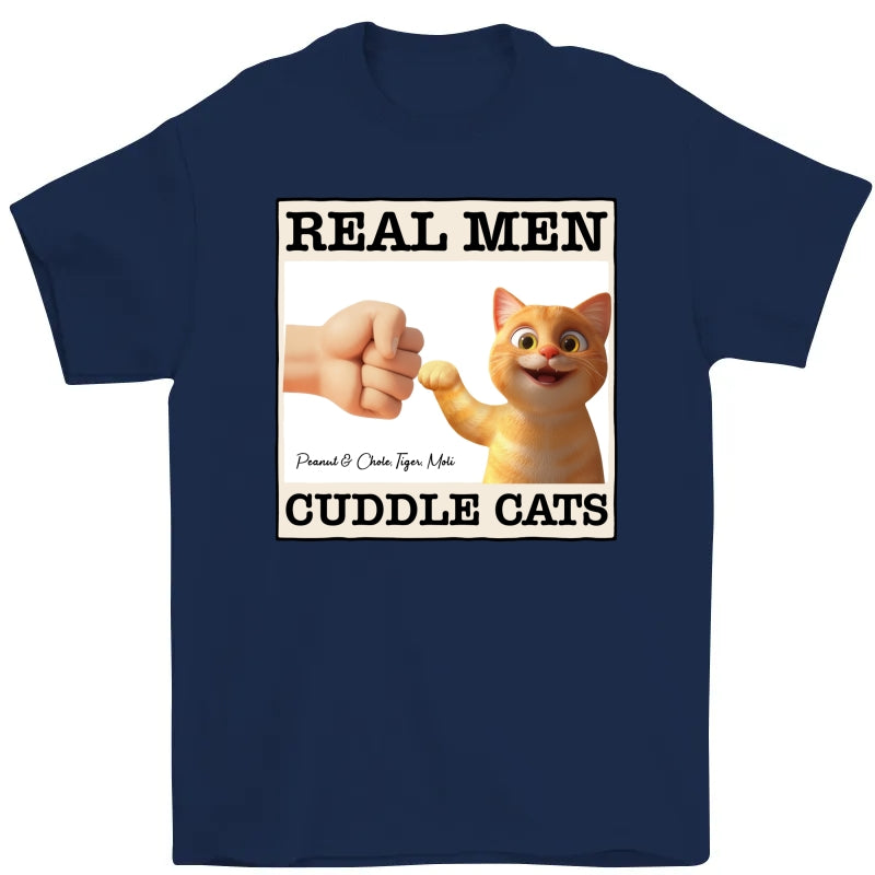 Real Men Cuddle Cats Personalized Shirt, Gift for Cat Dads