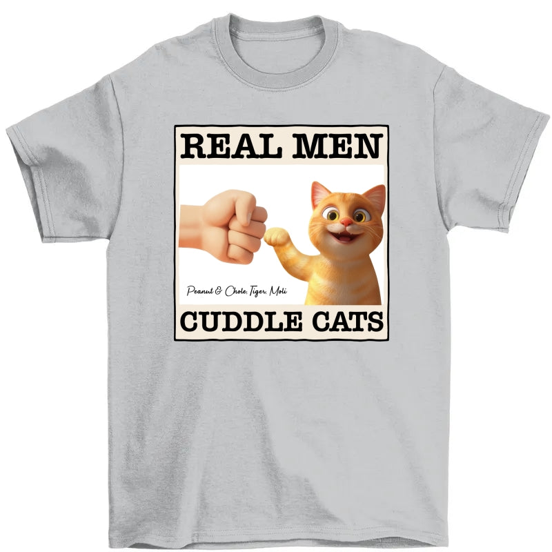 Real Men Cuddle Cats Personalized Shirt, Gift for Cat Dads