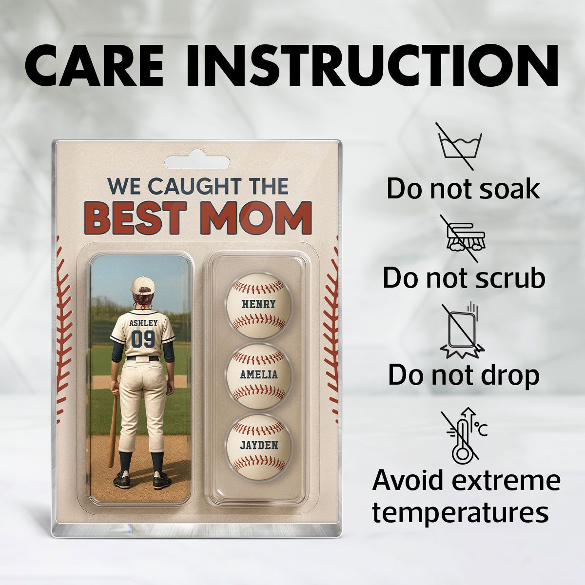 We Caught The Best Mom Baseball Lover Realistic Figure Style Personalized Acrylic Block Plaque