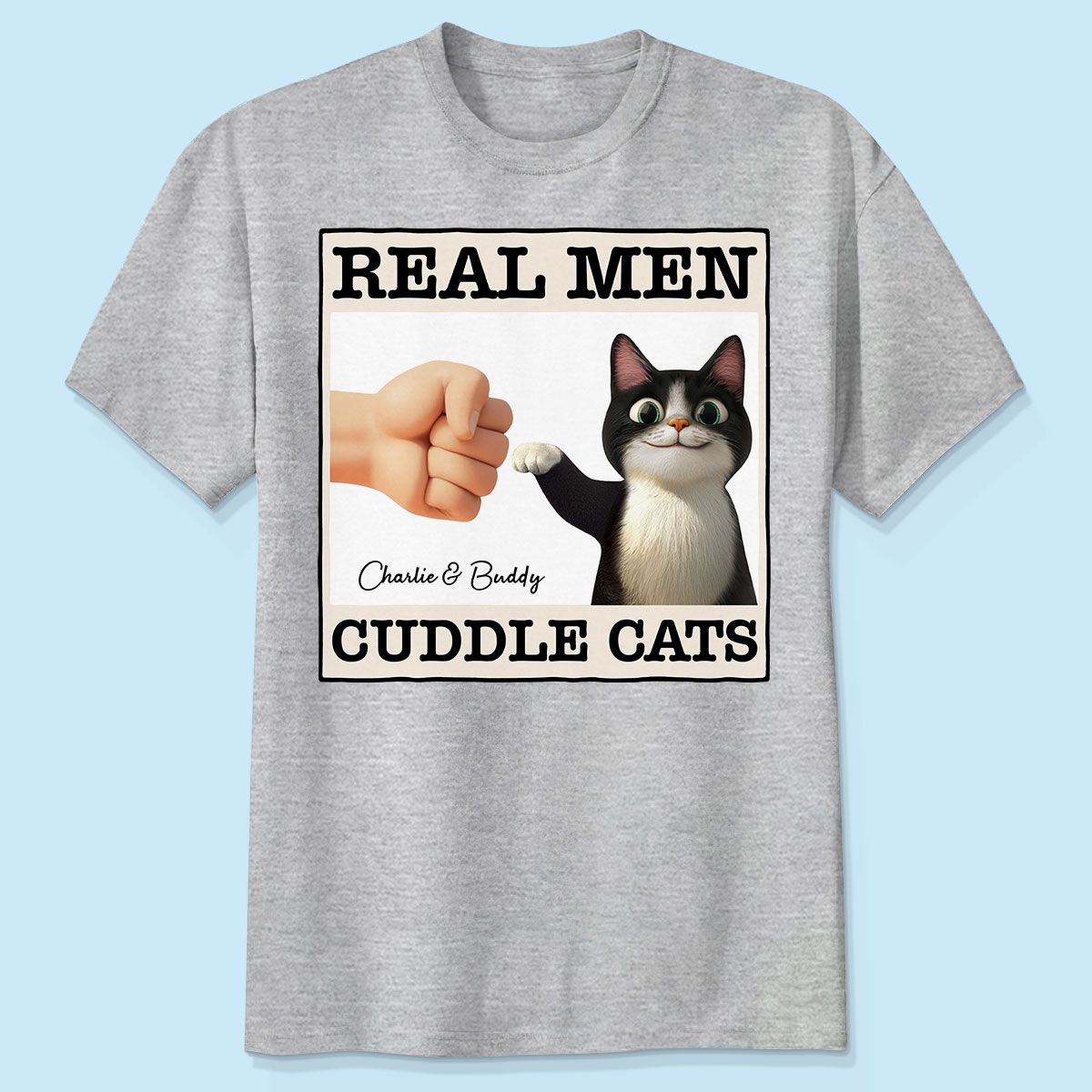 Real Men Cuddle Cats Personalized Shirt, Gift for Cat Dads