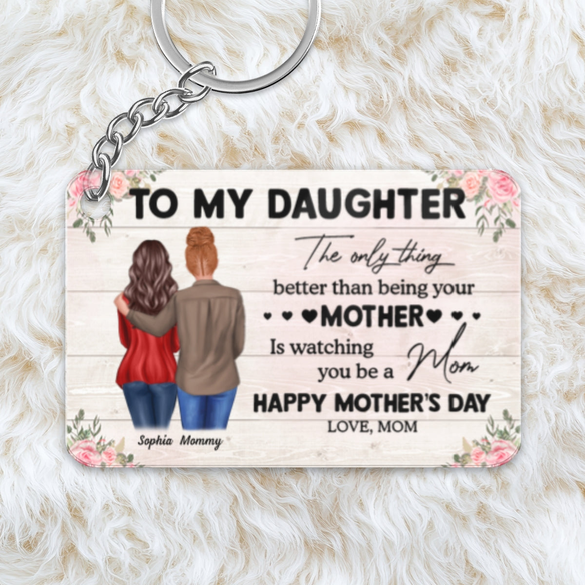 To My Daughter From Mom Happy Mother's Day Personalized Acrylic Keychain, Mother's Day Gift For Daughter