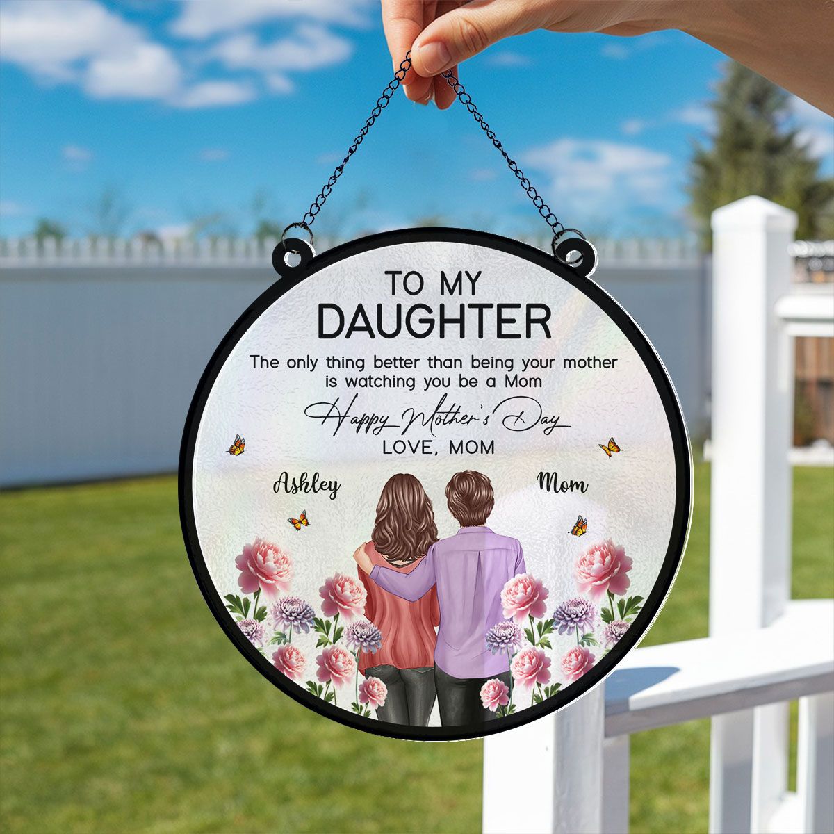 To My Daughter From Mom Happy Mother's Day Birth Flower Personalized Suncatcher, Mother's Day Gift For Daughter