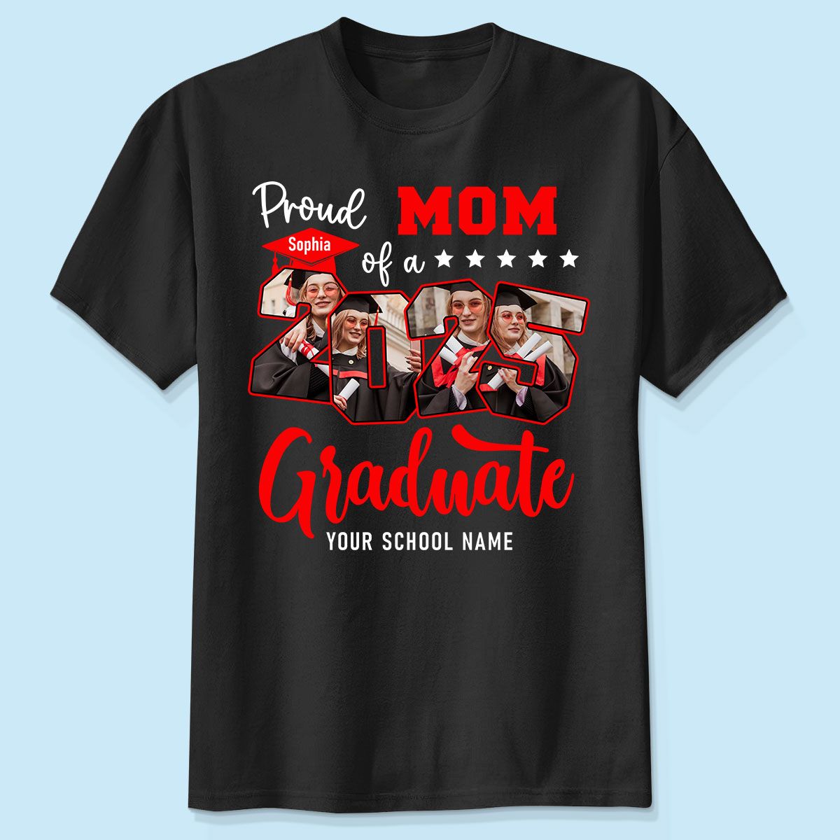 Proud Family Of 2025 Senior Graduation Upload Photo Personalized Shirt, Graduate Gift