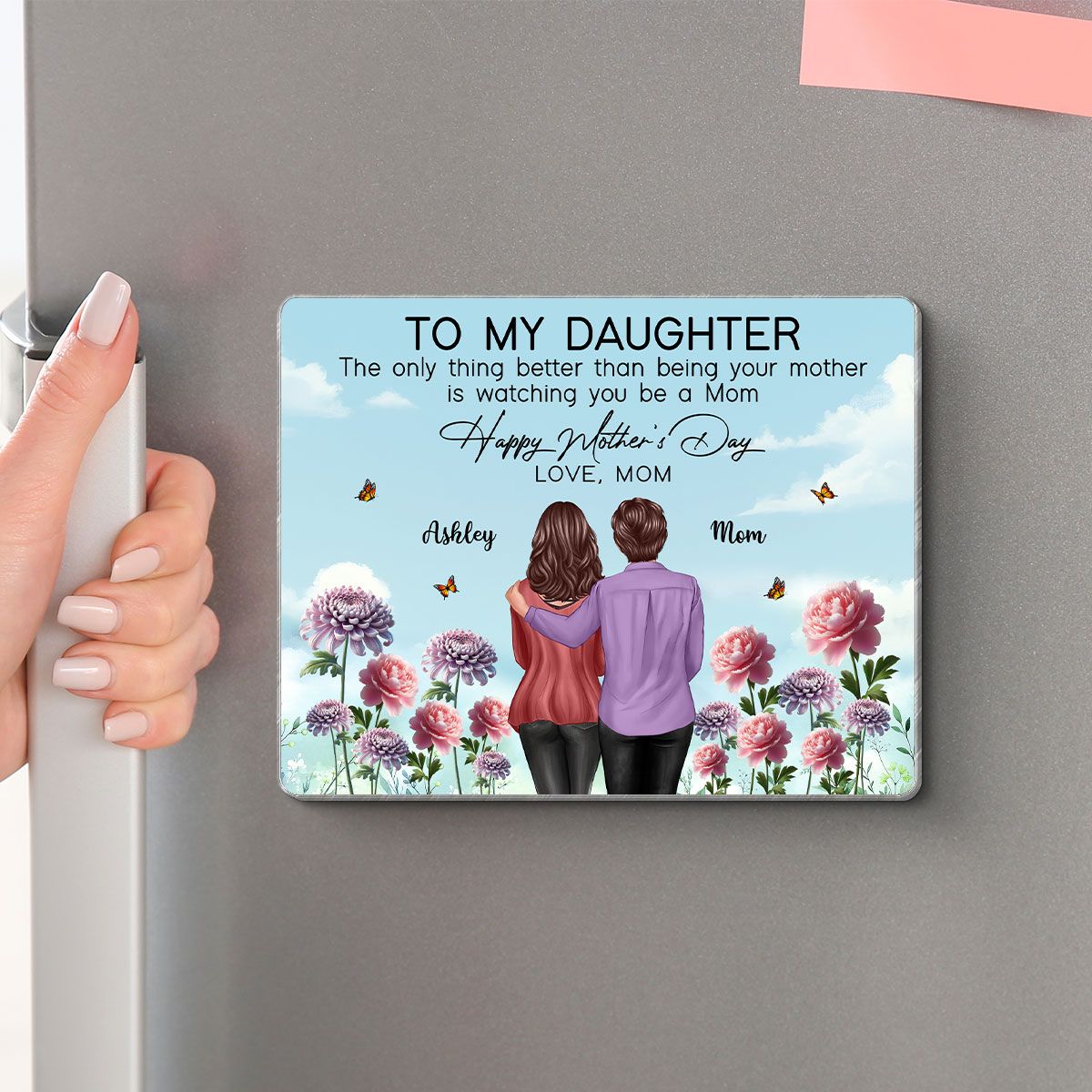 To My Daughter From Mom Happy Mother's Day Birth Flower Personalized Acrylic Fridge Magnet, Mother's Day Gift For Daughter