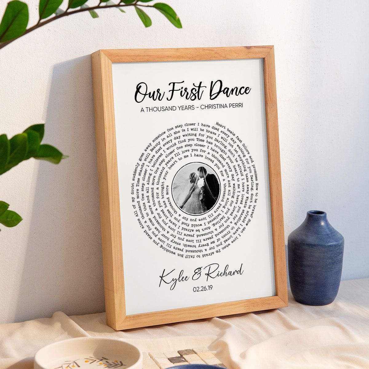 Custom Vinyl Lyrics With Photo, Personalized Music Photo Canvas, Customizable Music Photo Gift, Anniversary Gift, Music Gift, Wedding Song Dance