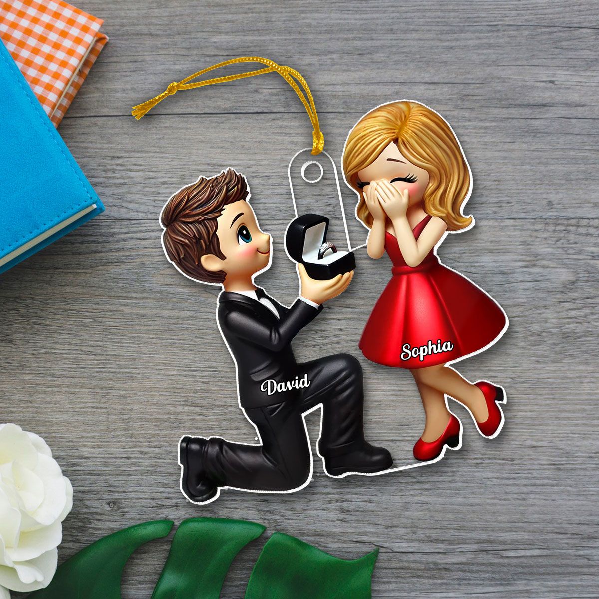 Marriage Proposal Personalized Car Hanger Ornament, Valentine's Day Gift for him, Gift for her
