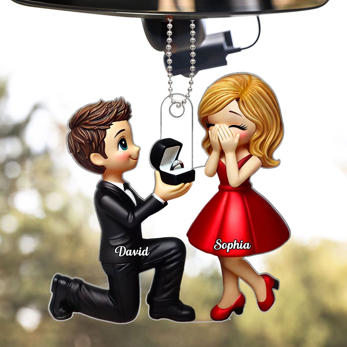 Marriage Proposal Personalized Car Hanger Ornament, Valentine's Day Gift for him, Gift for her