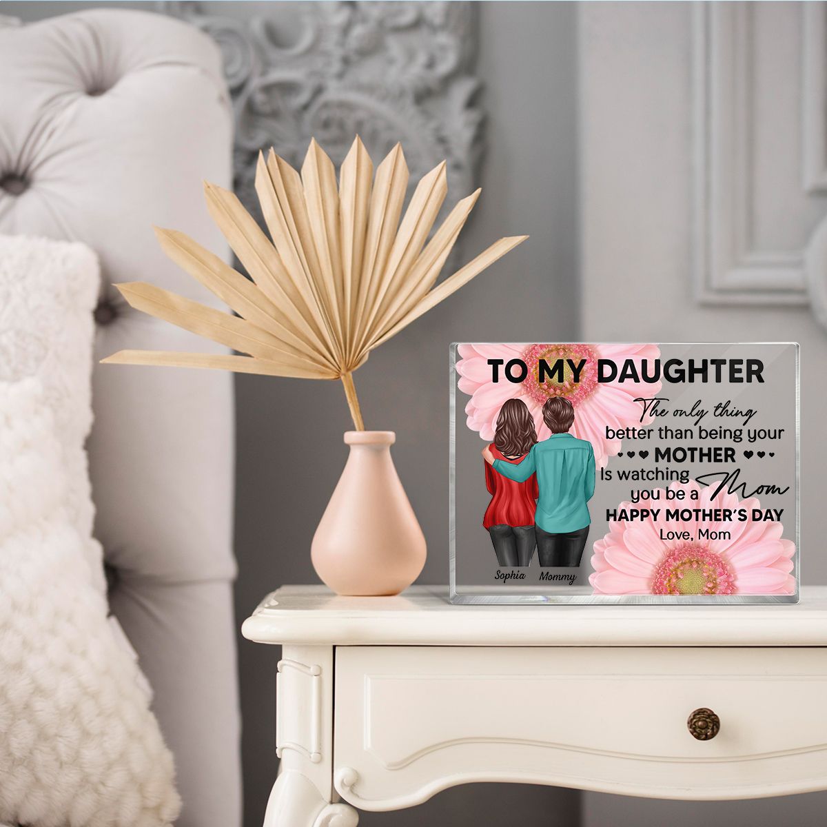 Daisy Flower To My Daughter From Mom Happy Mother's Day Personalized Rectangle Acrylic Block Plaque