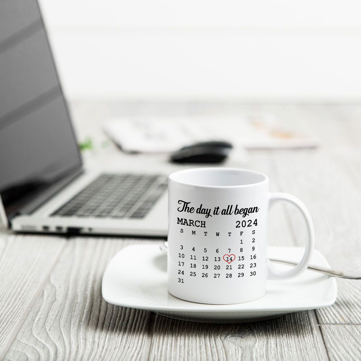 Couple Hand in Hand Valentine's Day Gift Anniversary Calendar Keepsake Wedding Gift Personalized Mug