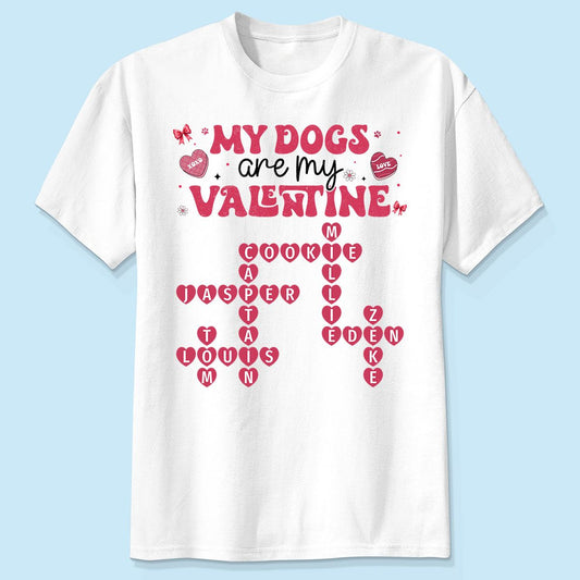 My Dogs Cats Are My Valentine Crossword Puzzle Art Valentine's Day Gift For Pet Lover Personalized Shirt