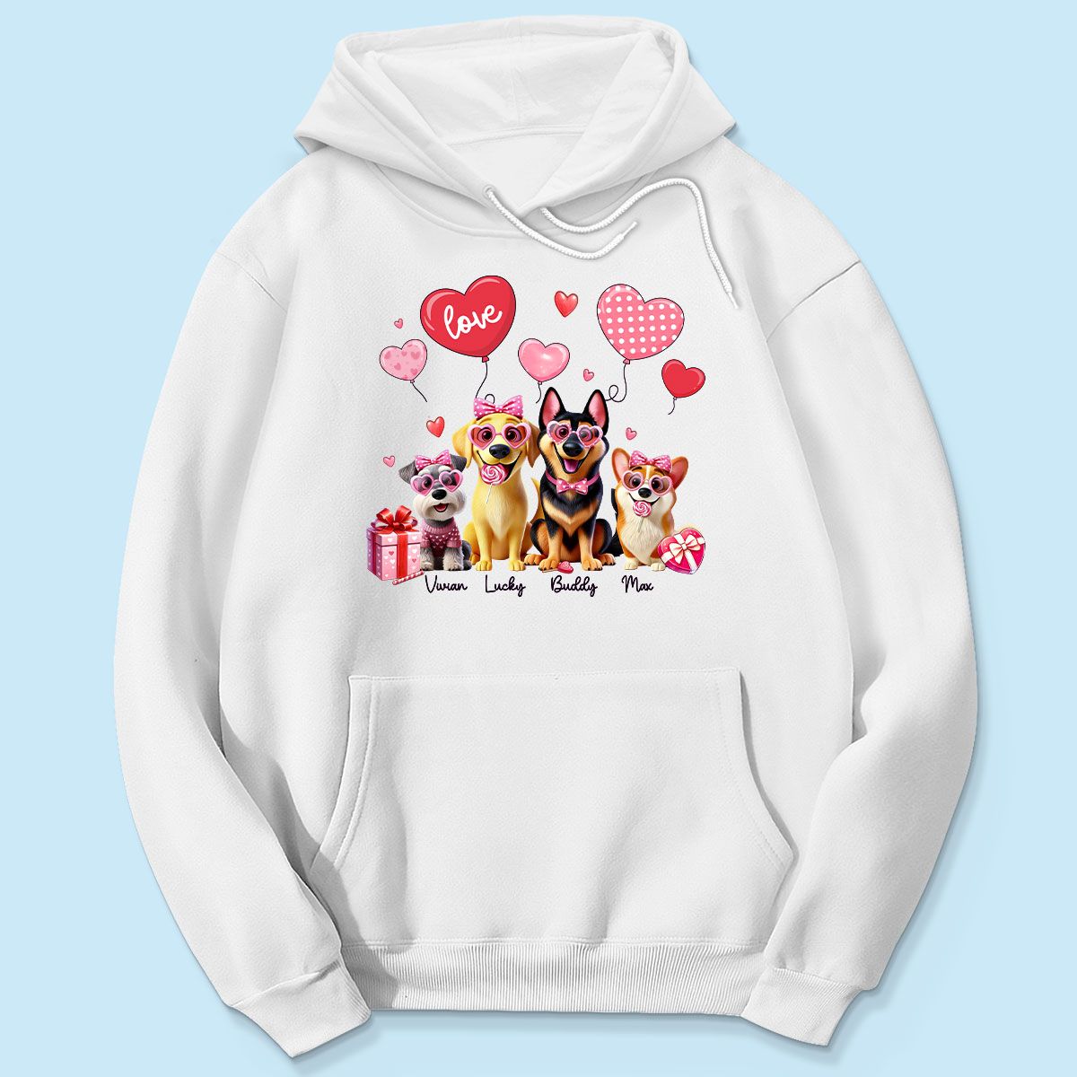 Personalized Valentine Heart Balloon Shirt For Dog Mom, 3D Cute Dogs