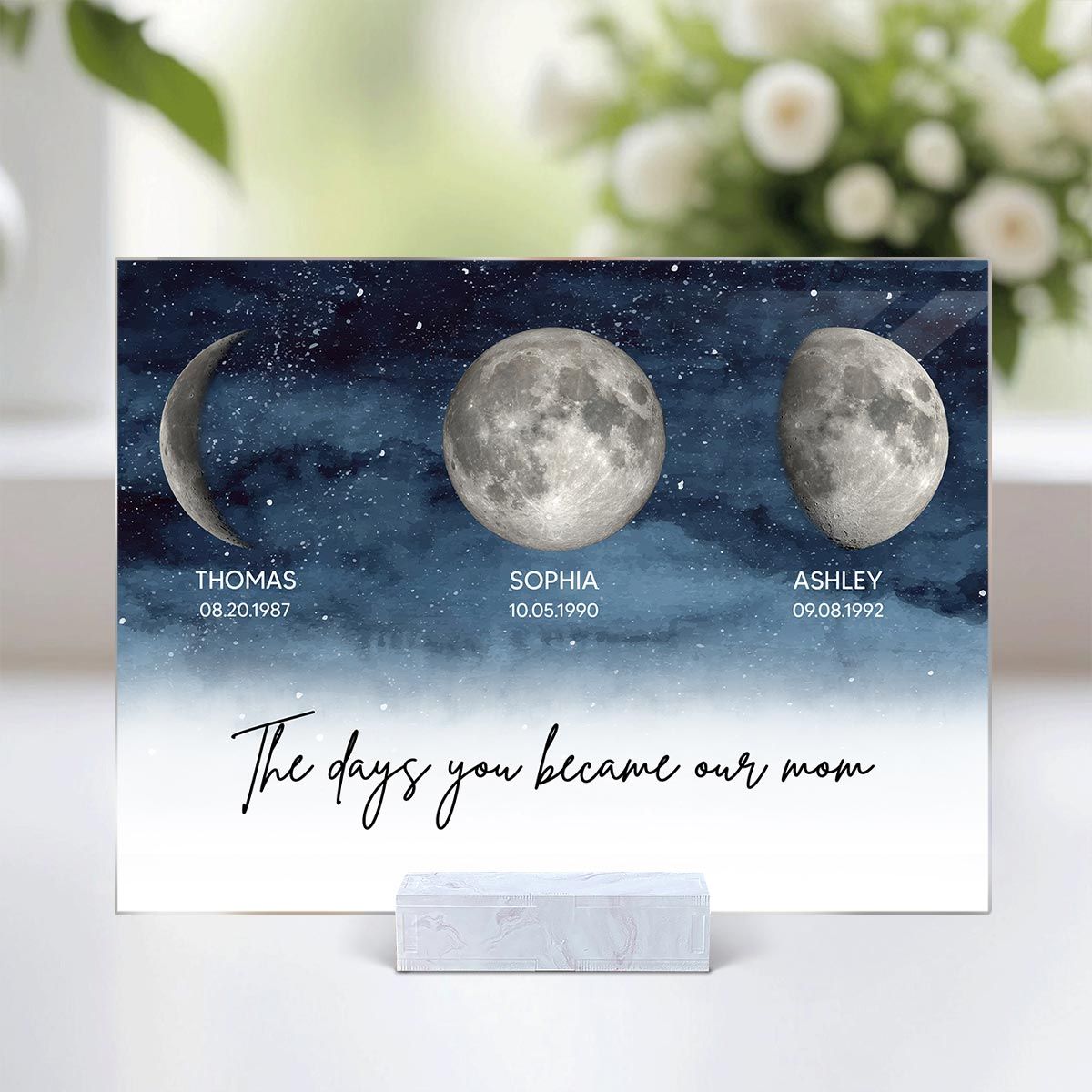 Starry Night Custom Birth Moon Phase The Day You Became Our Mom Personalized Acrylic Plaque