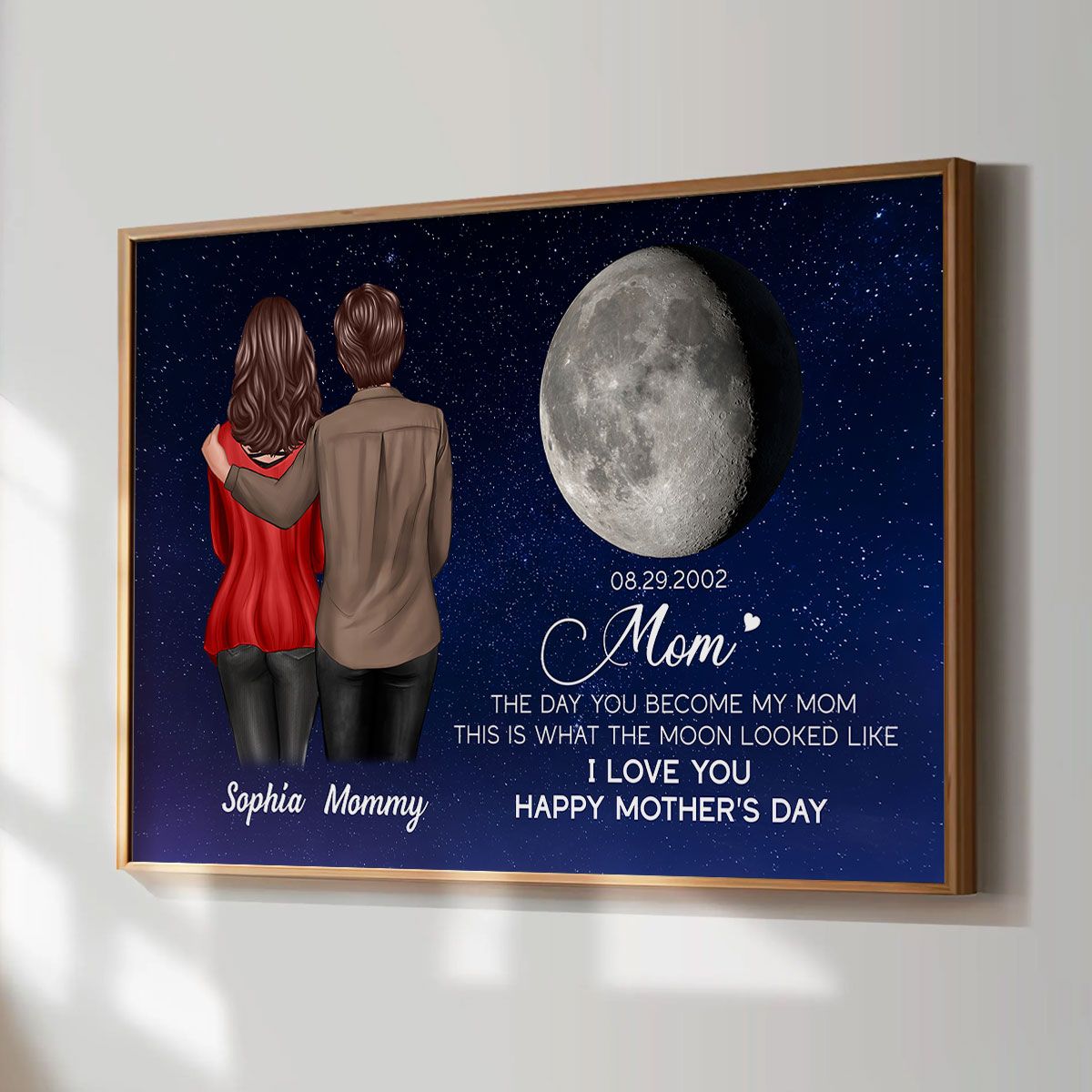 Custom Birthday Moon Phase The Day You Became My Mom Personalized Canvas, Mother's Day Gift For Mom