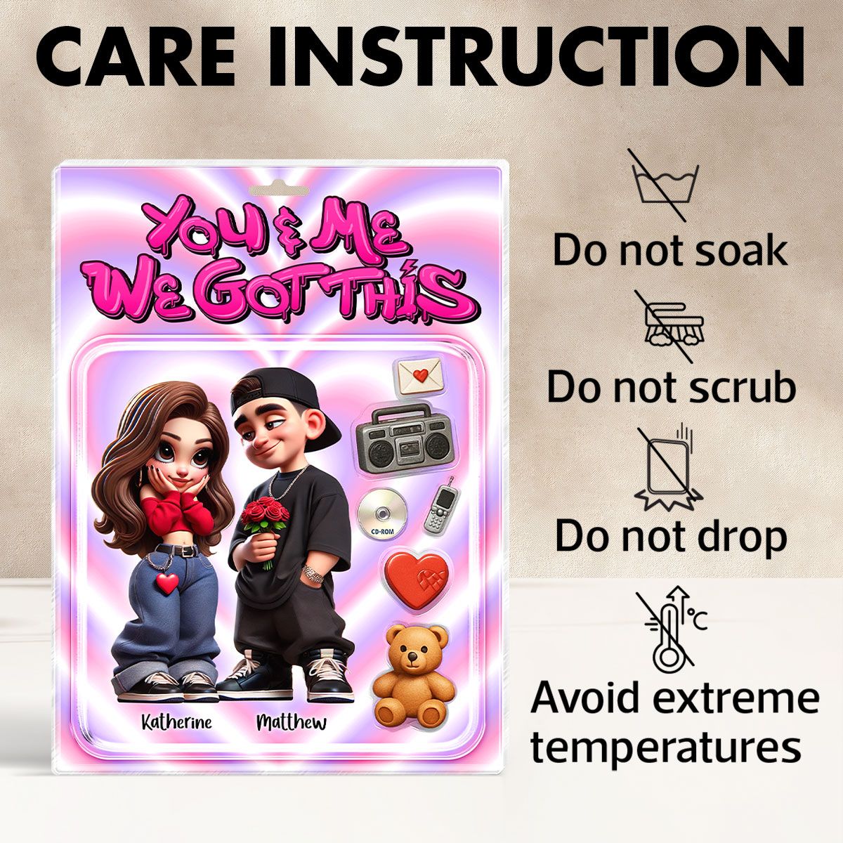 Y2K Couple Toy Box Figures Style Personalized Acrylic Block Plaque