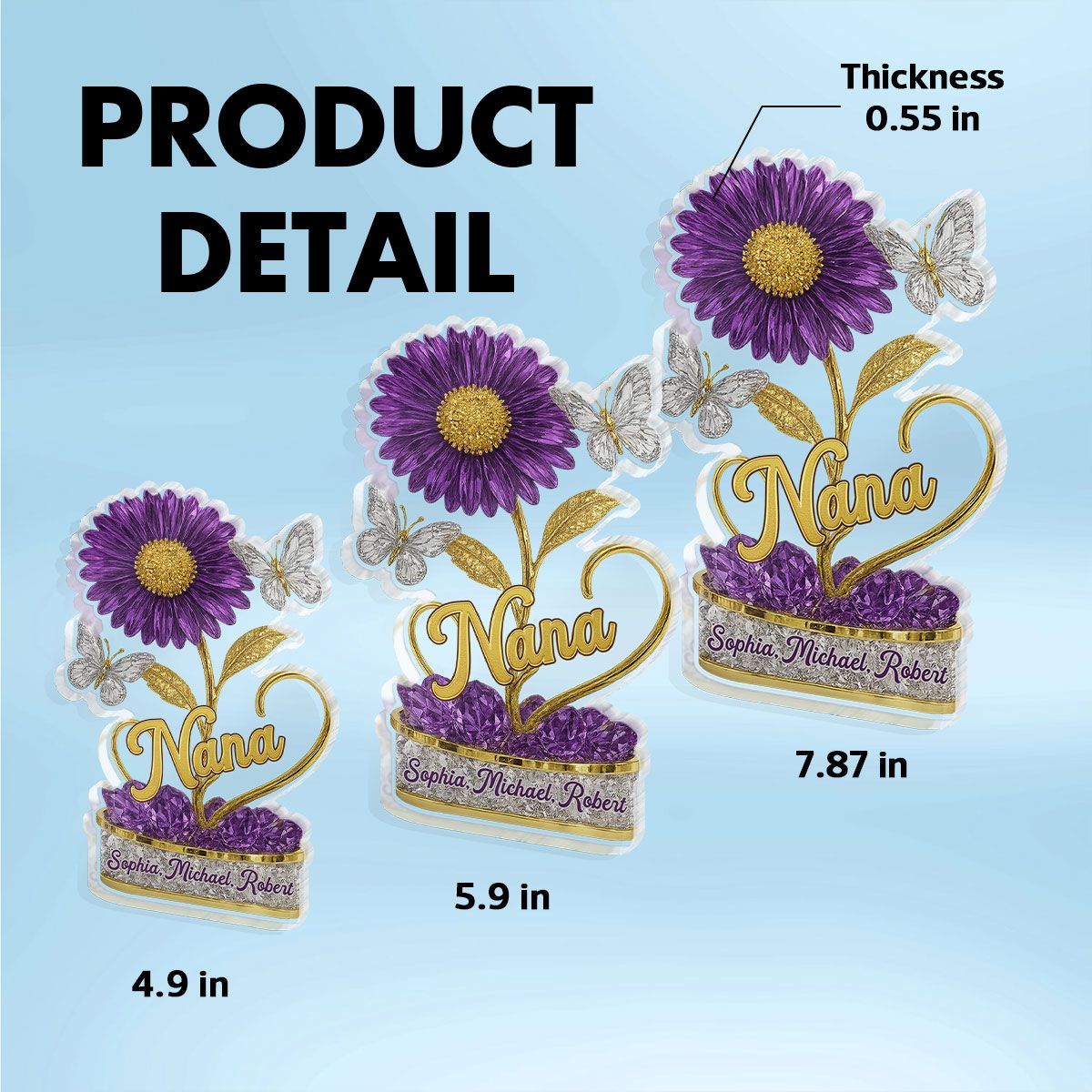 Grandma We Love You Birth Month Flower Personalized Custom Shape Acrylic Block Plaque