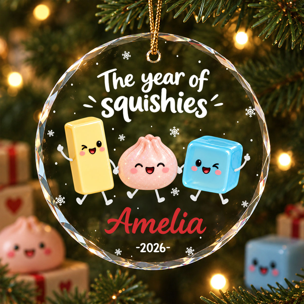 The Year Of Squishies 2D Flat - Personalized Glass Ornament - Christmas Gift For Squishy Lovers, Gift for Kids, 2026 Keepsake