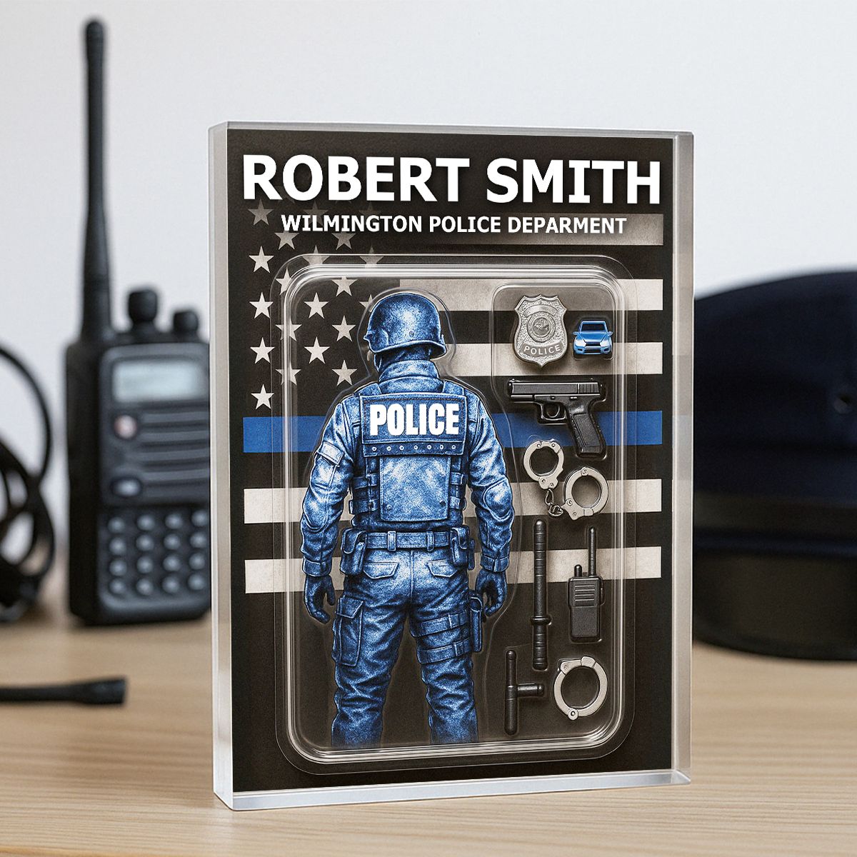 Police Custom Figure Personalized Acrylic Block Plaque, Gift for him