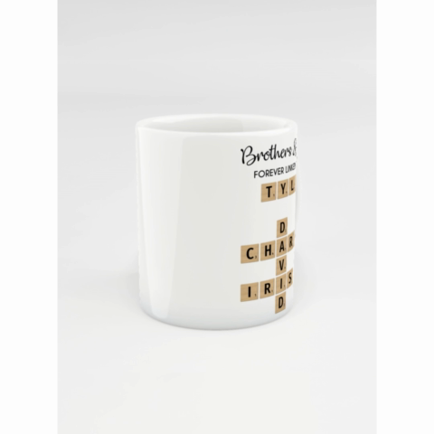 Brothers And Sisters Forever Linked Together Crossword Puzzle Art Personalized Mug, Gift For Brothers, Sisters, Siblings, Family