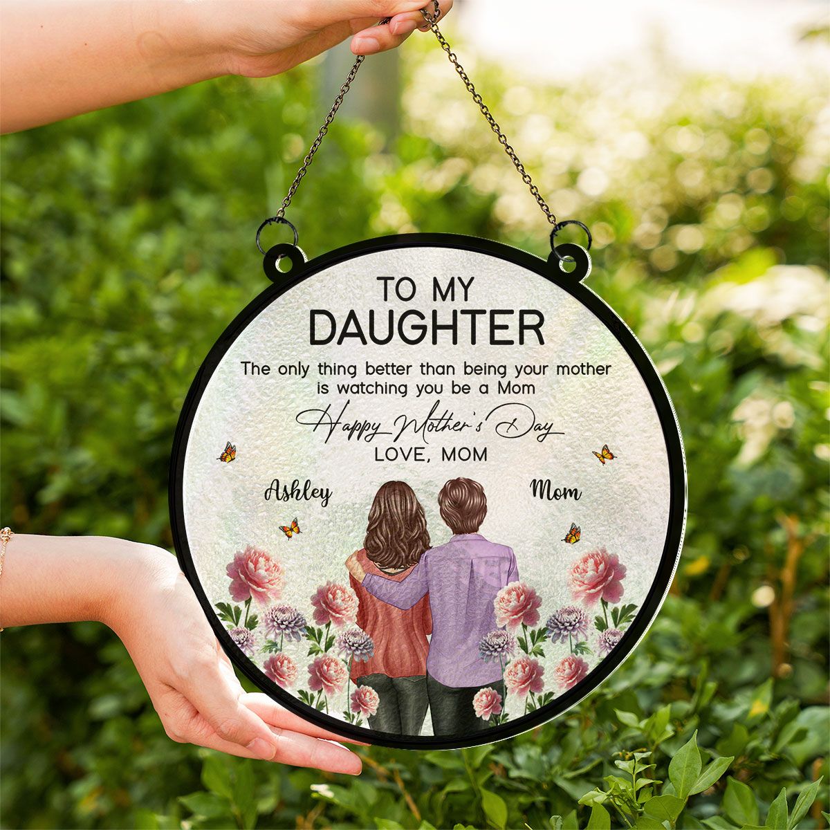 To My Daughter From Mom Happy Mother's Day Birth Flower Personalized Suncatcher, Mother's Day Gift For Daughter