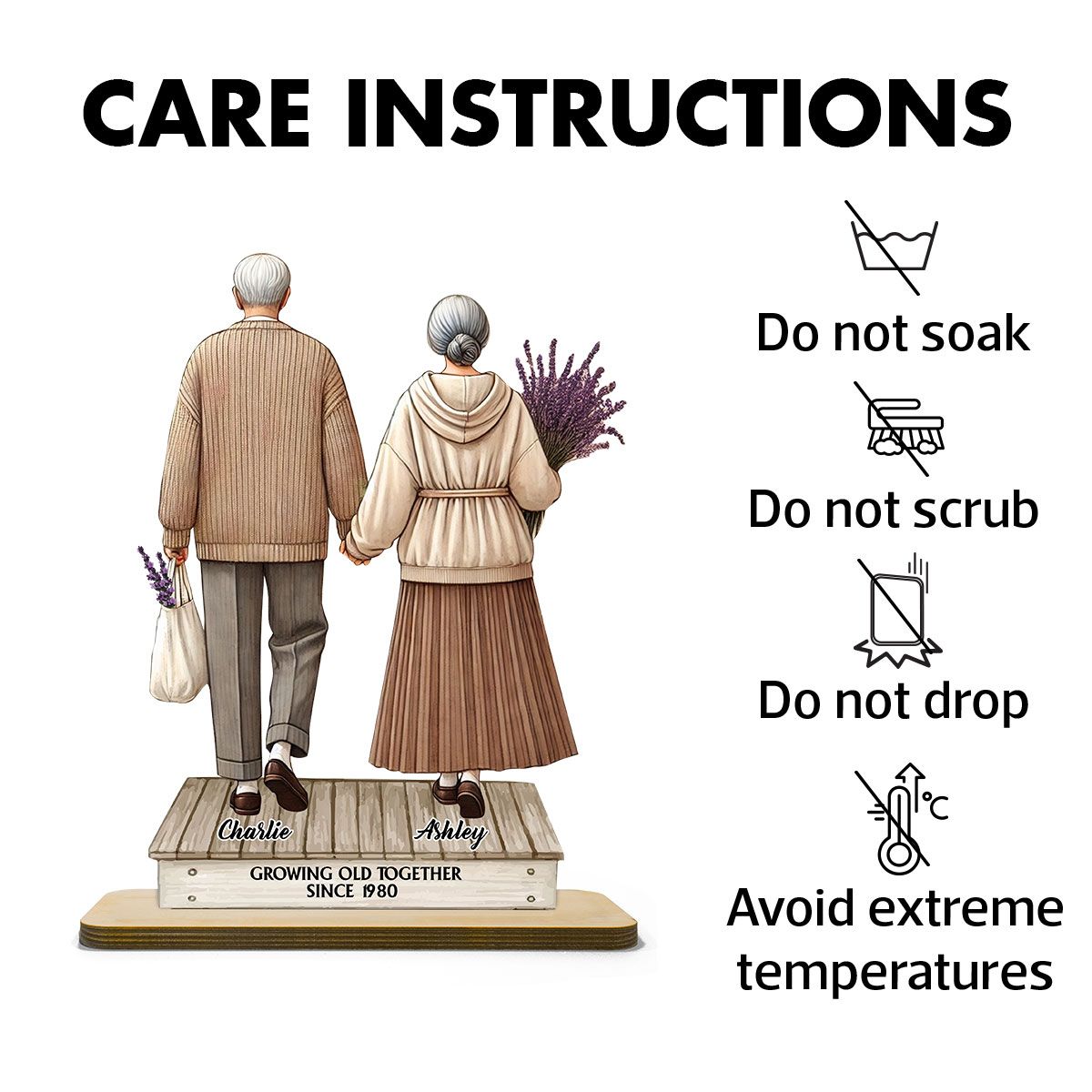 Old Couple Sitting On Front Porch Personalized Standing Wooden Plaque