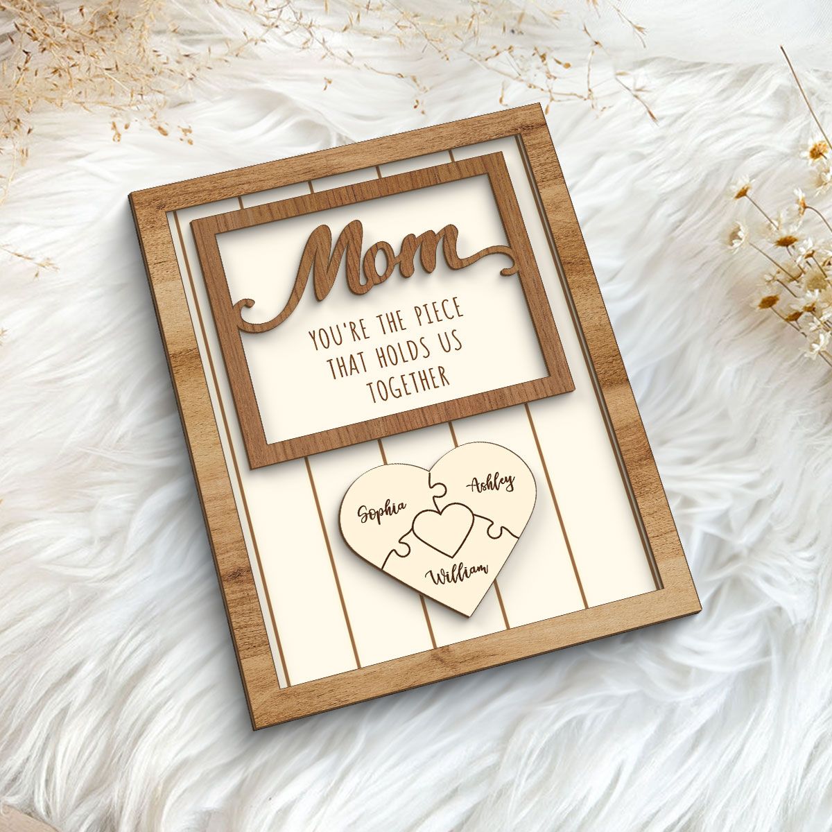 Personalized Mom Gift You are the Piece that Holds us Together, Puzzle with Names for Mother, Engraving Wood Mother's Day Gift, Mommy Gift