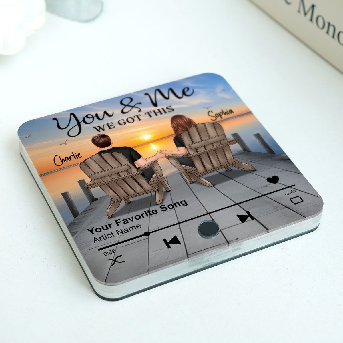 Eternal Love Couple Sitting On The Lake Dock Personalized Music Fridge Magnet, Heartfelt 2025 Gift For Couple, For Him, For Her, Boyfriend, Girlfriend, Husband, Wife