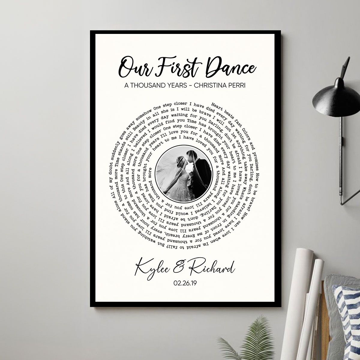 Custom Vinyl Lyrics With Photo, Personalized Music Photo Canvas, Customizable Music Photo Gift, Anniversary Gift, Music Gift, Wedding Song Dance