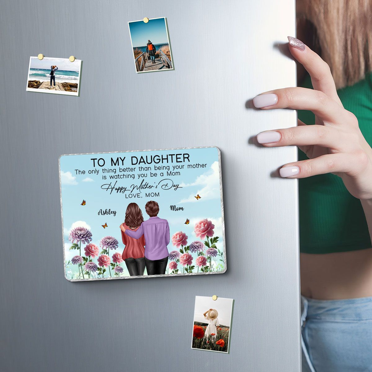 To My Daughter From Mom Happy Mother's Day Birth Flower Personalized Acrylic Fridge Magnet, Mother's Day Gift For Daughter