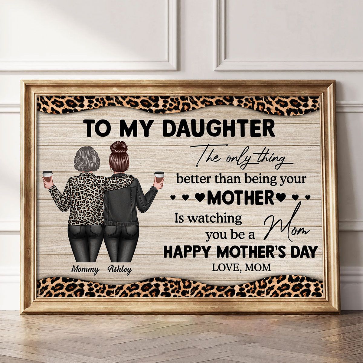 Leopard Pattern To My Daughter From Mom Happy Mother's Day Personalized Canvas, Mother's Day Gift For Daughter