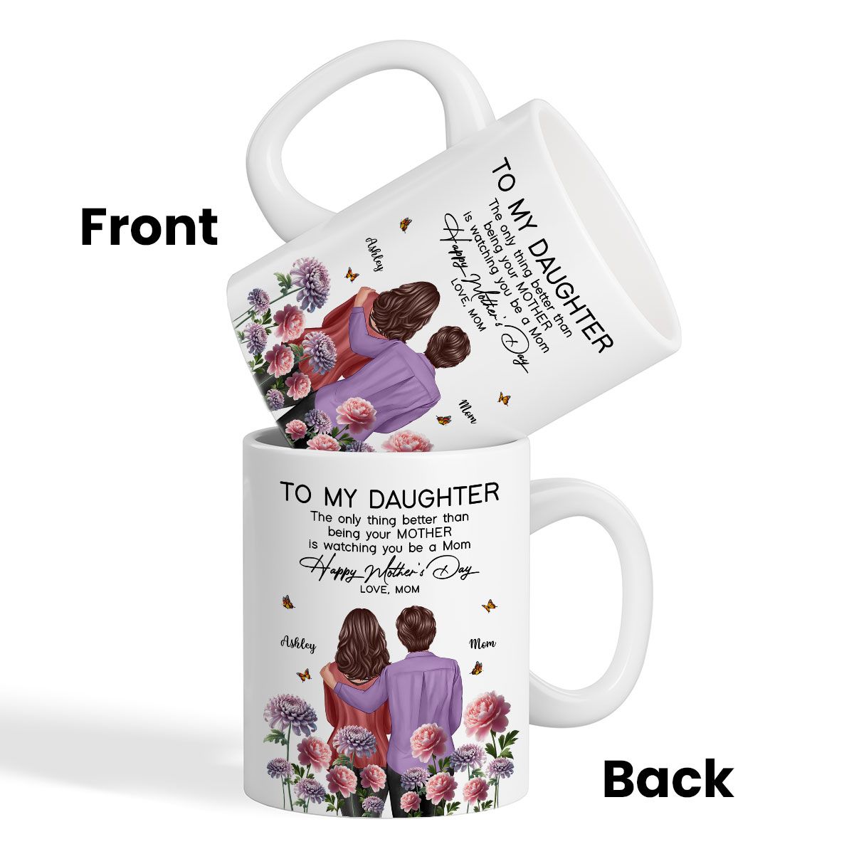 To My Daughter From Mom Happy Mother's Day Birth Flower Personalized Mug, Mother's Day Gift For Daughter