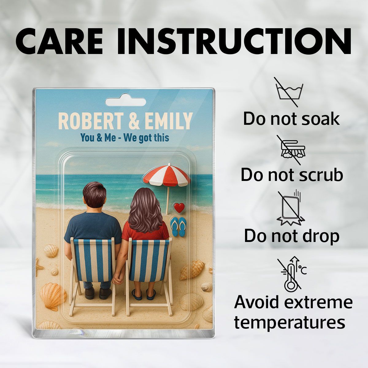 You & Me We Got This Couple At Beach Realistic Figures Style Personalized Acrylic Block Plaque