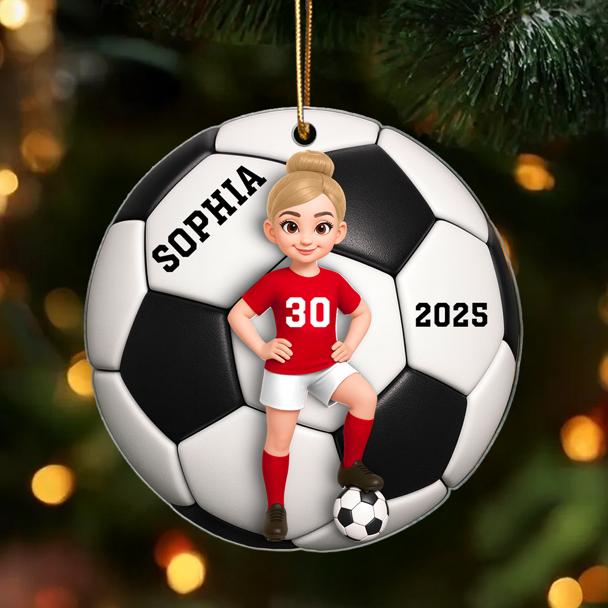 Soccer Girl Boy 3D Effect - Personalized Acrylic Ornament
