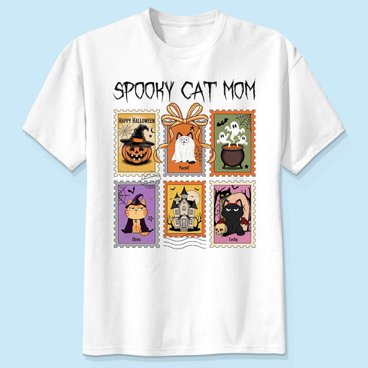 Spooky Cats Retro Stamp Theme Personalized Halloween Shirt