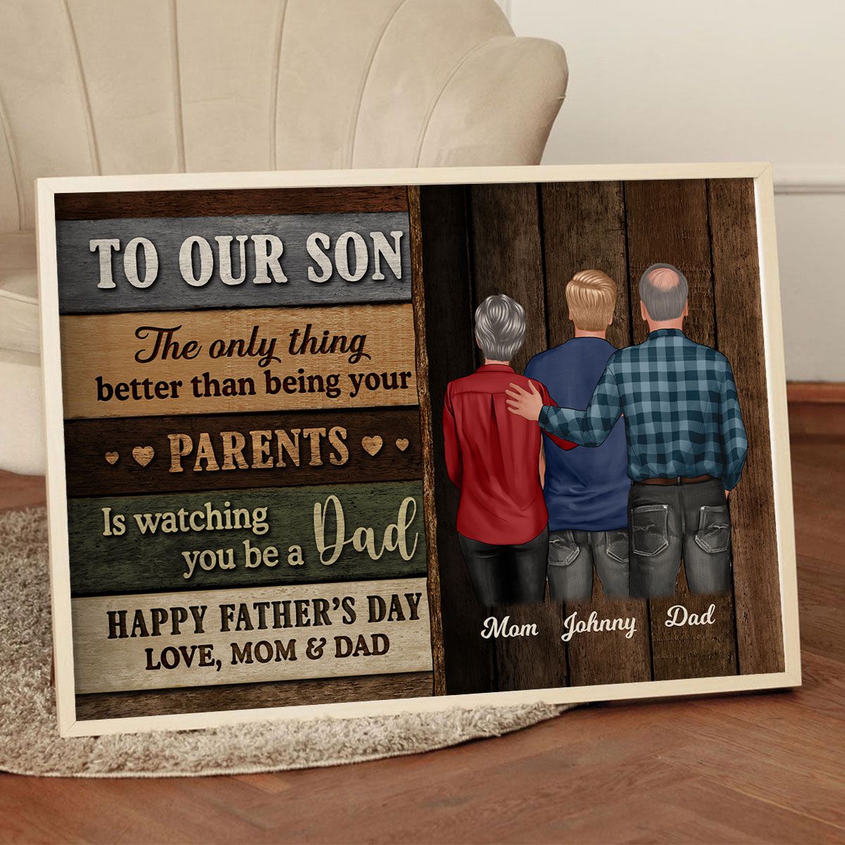 Colored Wood Pallets To My Son Happy Father's Day Personalized Canvas, Heartfelt Father's Day Gift For Son