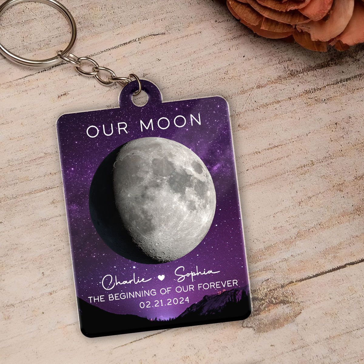 Our Moon Couple Moon Phase Art Anniversary Gift For Him Gift For Her Personalized Acrylic Keychain