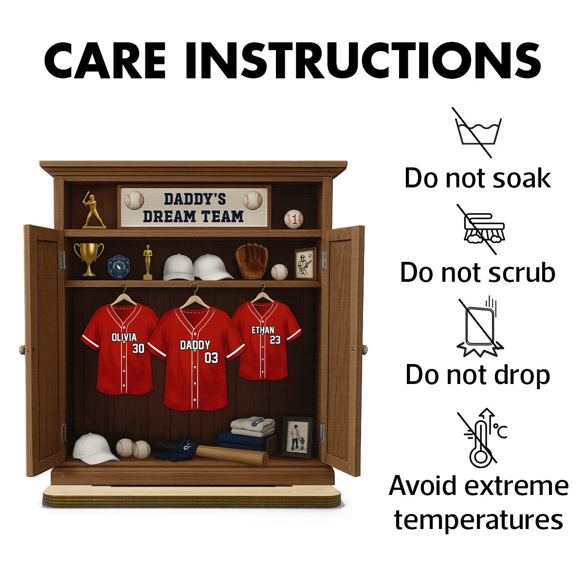 Daddy Dream Team Baseball, Father's Day Gift For Dad, Grandpa Personalized Standing Wooden Plaque