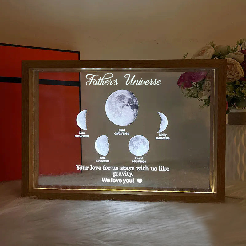 Starry Night The Days You Became My Mom Custom Birthday Moon Phase Personalized LED Frame, Mother's Day Gift, Father's Day Gift