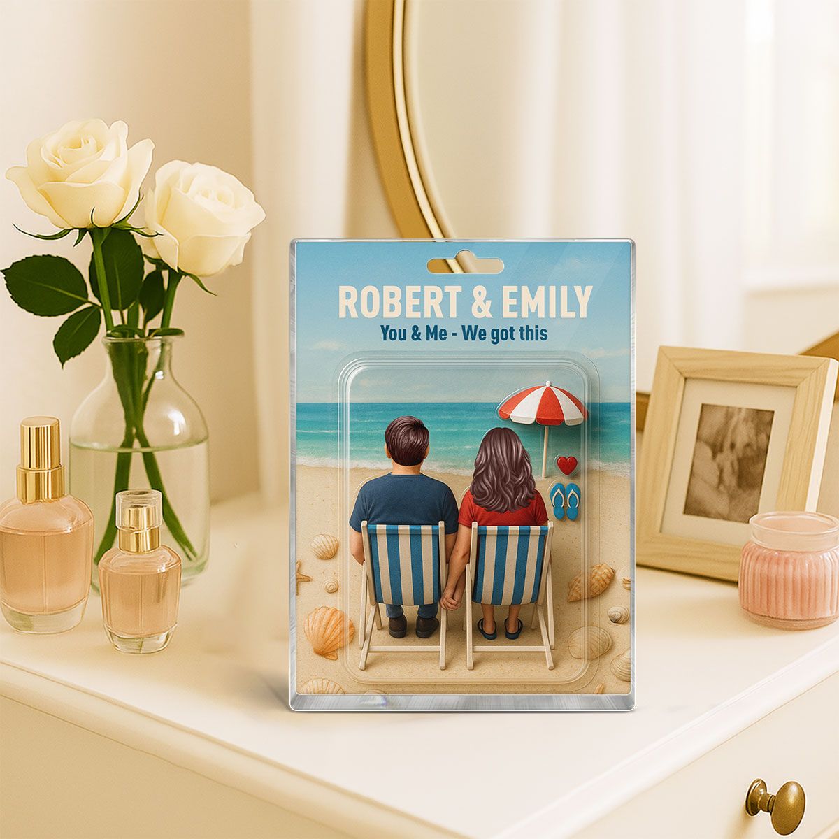 You & Me We Got This Couple At Beach Realistic Figures Style Personalized Acrylic Block Plaque