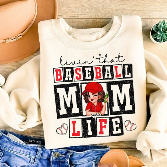 Livin' that Baseball Mom Life Personalized Shirt