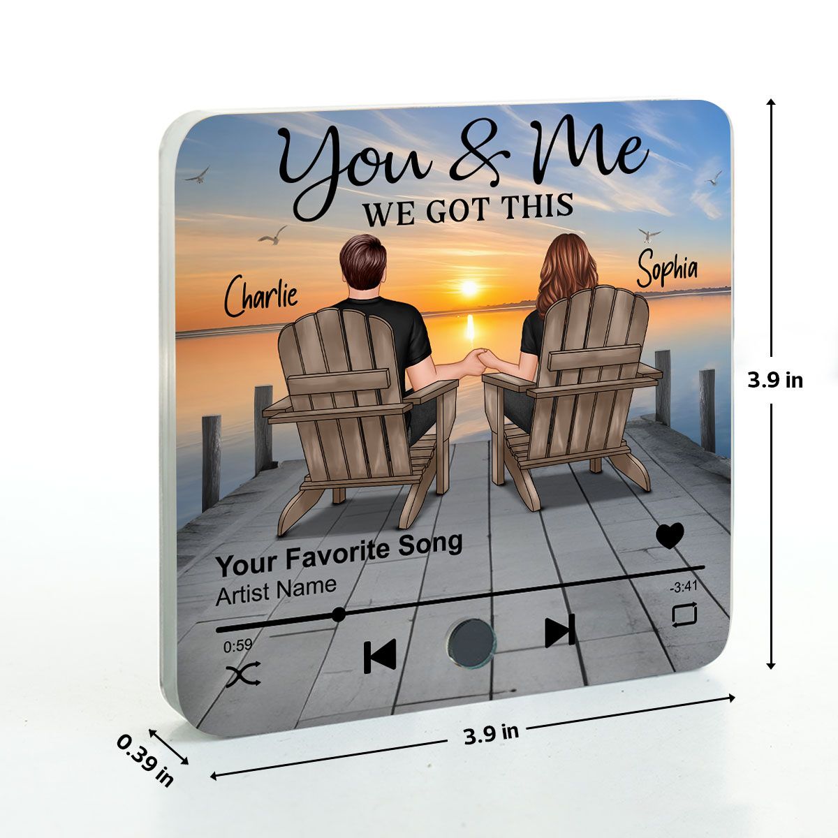 Eternal Love Couple Sitting On The Lake Dock Personalized Music Fridge Magnet, Heartfelt 2025 Gift For Couple, For Him, For Her, Boyfriend, Girlfriend, Husband, Wife