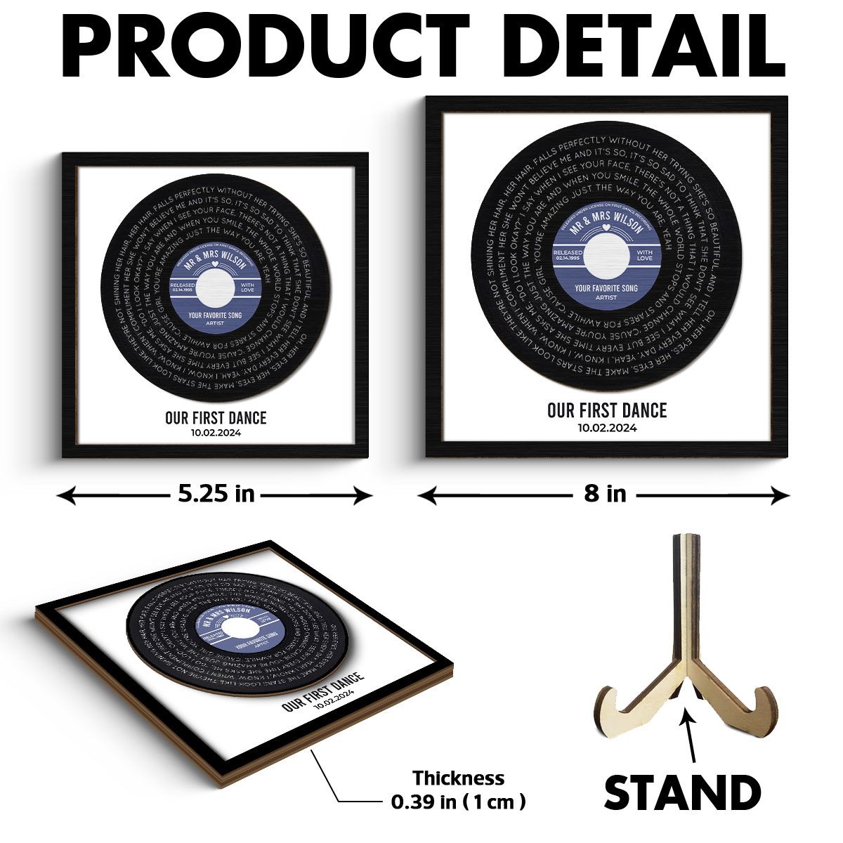 Custom Vinyl Record Label Print Personalized 2-Layer Wooden Plaque, Wedding, Valentine's Day, Anniversary, Mother's Day, Father's Day Unique Gift for Him or Her