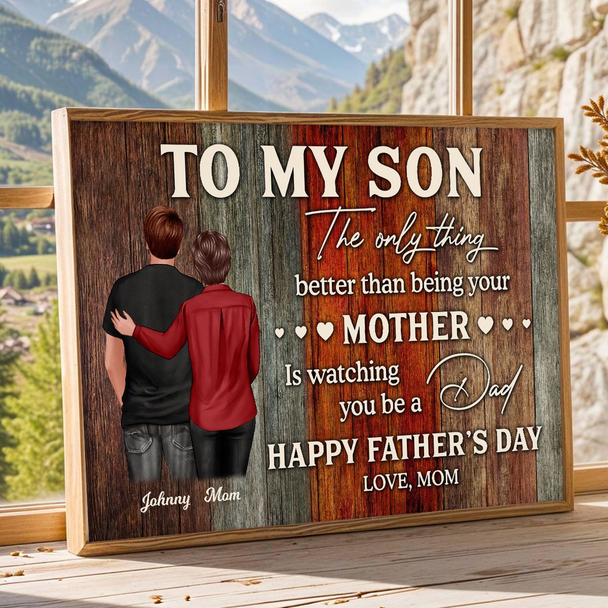 To My Son Happy Father's Day Personalized Canvas, Heartfelt 2025 Father's Day Gift For Son