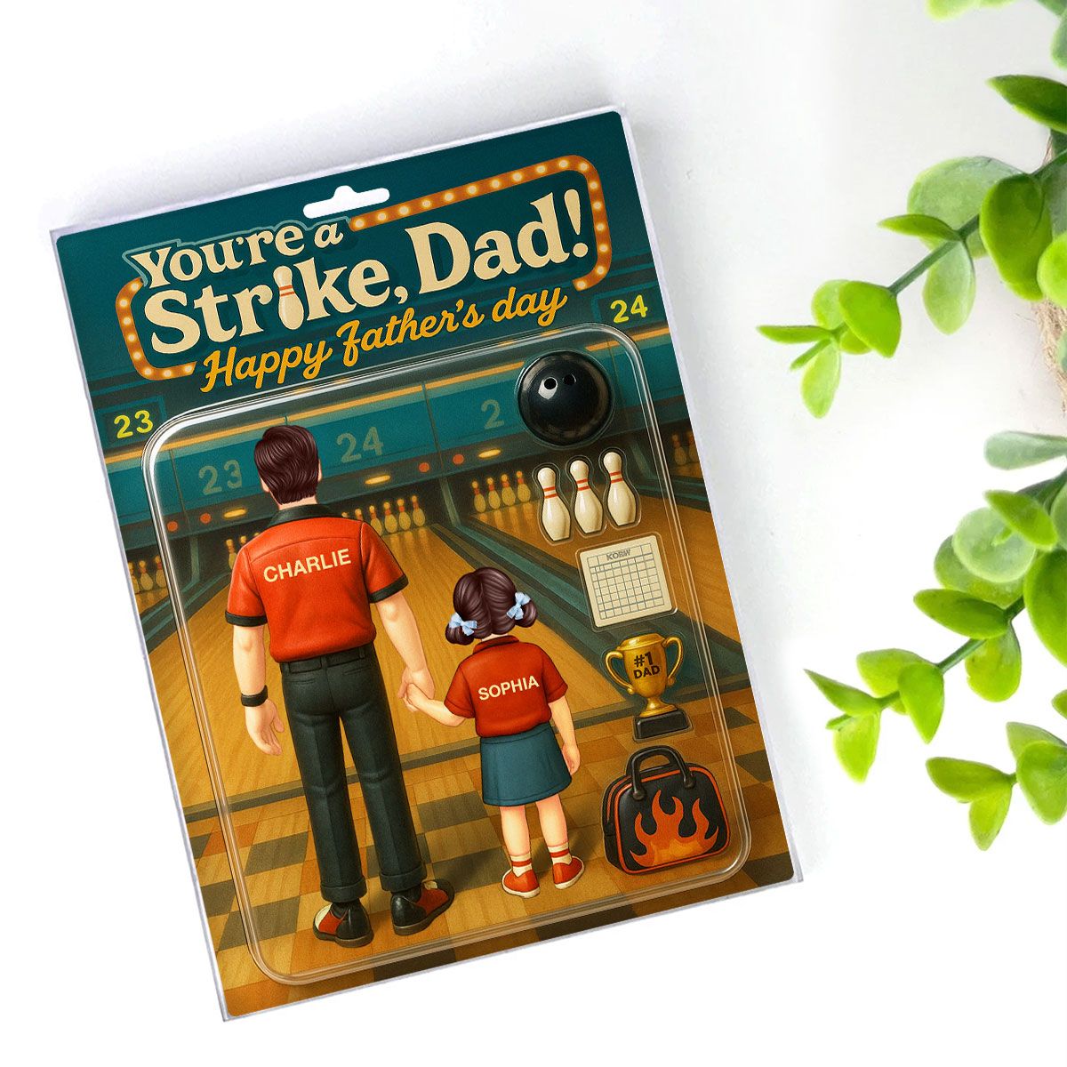 You're a Strike Dad Bowling Custom Figure Personalized Acrylic Block Plaque, Father's Day Gift for Dad, Gift for Husband