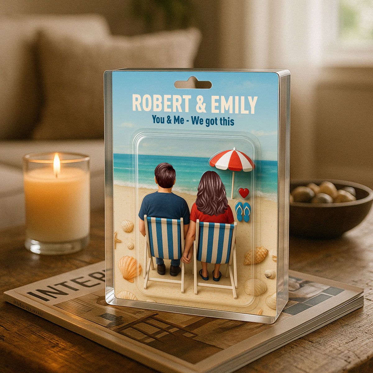 You & Me We Got This Couple At Beach Realistic Figures Style Personalized Acrylic Block Plaque