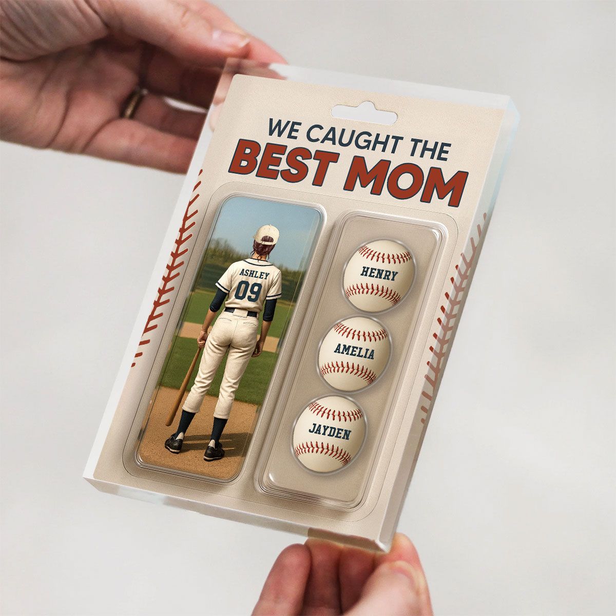We Caught The Best Mom Baseball Lover Realistic Figure Style Personalized Acrylic Block Plaque